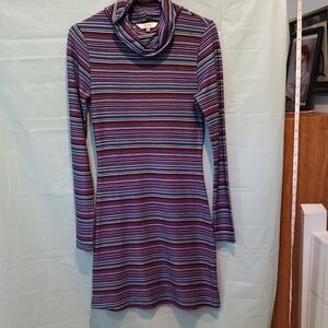 Red Tag Women Striped Purple and Blue Turtleneck Dress US Size 6